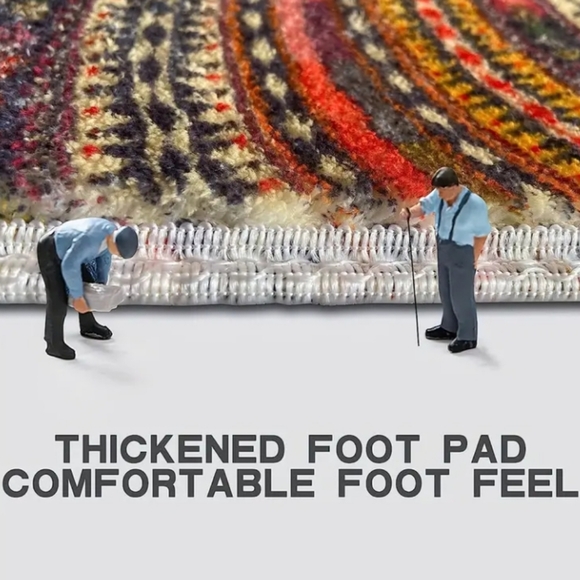 SALE! LARGER Ethnic Tribal Boho Half Circle/Moon Indoor/Outdoor/Accent/Area Rug - Picture 6 of 8